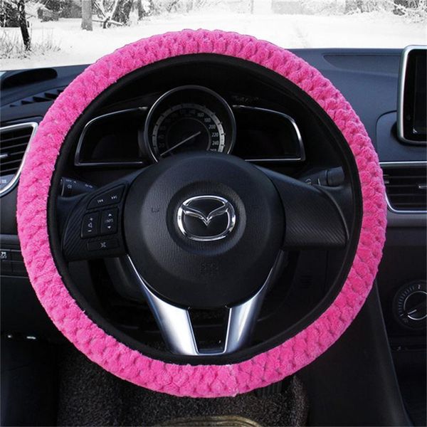 Housses de volant hiver petite housse de voiture en velours sans anneau intérieur bande élastique poignée étui en peluche style