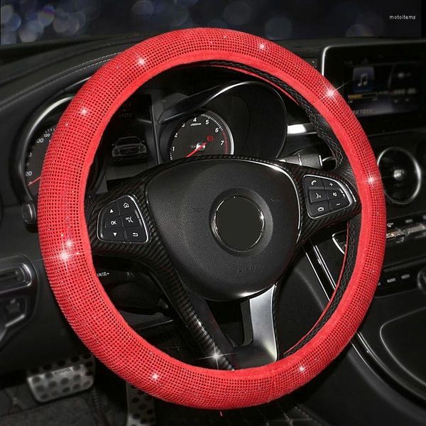 Couvoirs de volant xwh luxe en cristal rouge voiture diamant en diamant en ruine accessoires de volant