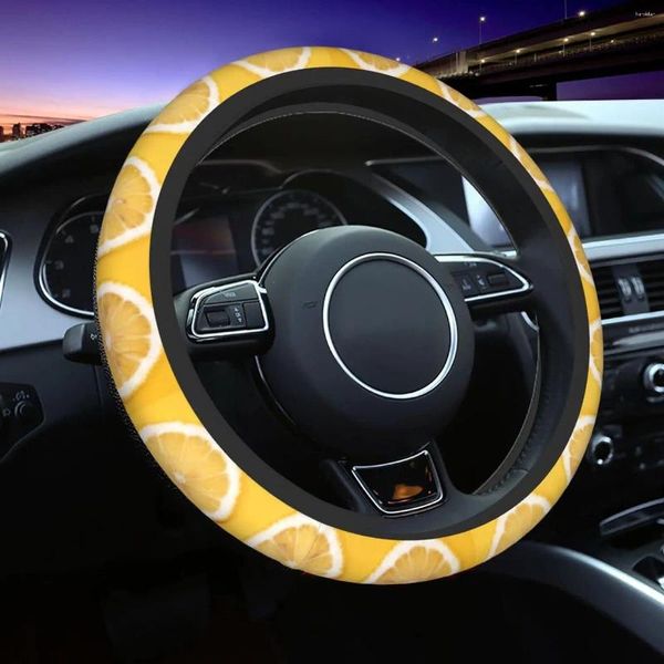 Cubiertas del volante Amarillo Limón Divertido para mujeres Niñas 15 pulgadas Universal Coche SUV Protector Transpirable Auto Accesorios