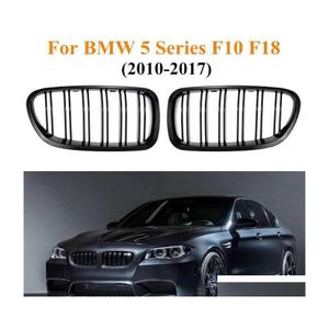 Steeringen transmissies front nier grilles glans zwart voor F18 F10 F11 5 serie 2010 2011 2013 2013 2014 vervangende races drop dhh5a