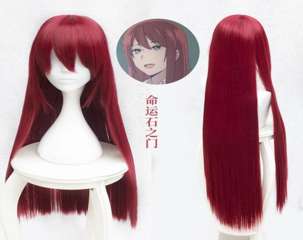 Steins Gate Makise Kurisu Christina Assistant peluca larga recta roja peluca Cosplay 9245355