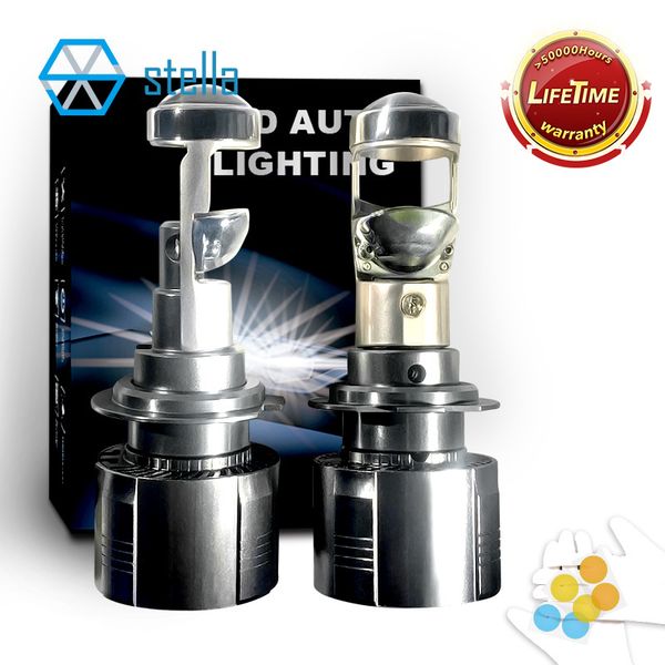 Stella – ampoules de phares de voiture, lampe à faisceau de croisement CANBUS h7/h11/9005/9006, mini lentille de projecteur led, lampe à Diode pour automobile 12v 10000LM, 2 pièces