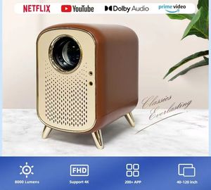 Stella-A Android Portable 4K Projecteurs intelligents Réel 1080P Full HD Mini Projecteur Film Grand Écran 8000 Lumens LED 5G WiFi Bluetooth Cinéma