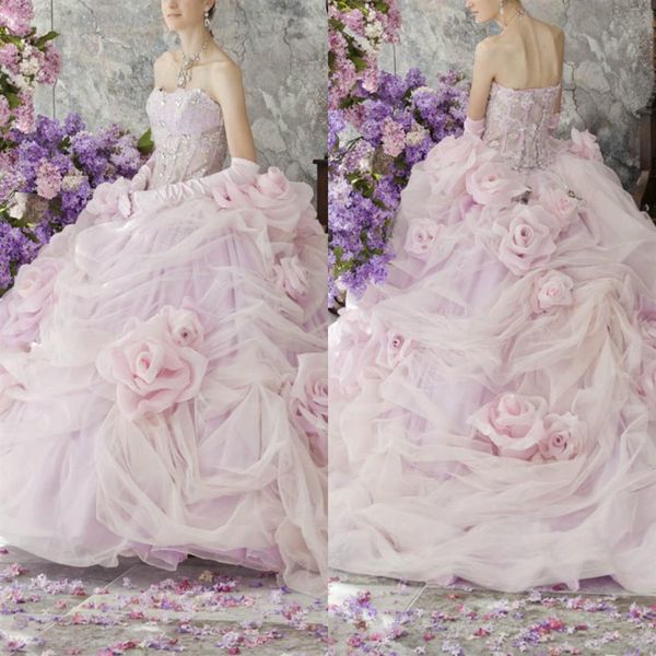 Stella De Libero robes de Quinceanera fleur violet clair appliqué à lacets robe de bal tenue de soirée 2020 cristal volants fête formelle228K