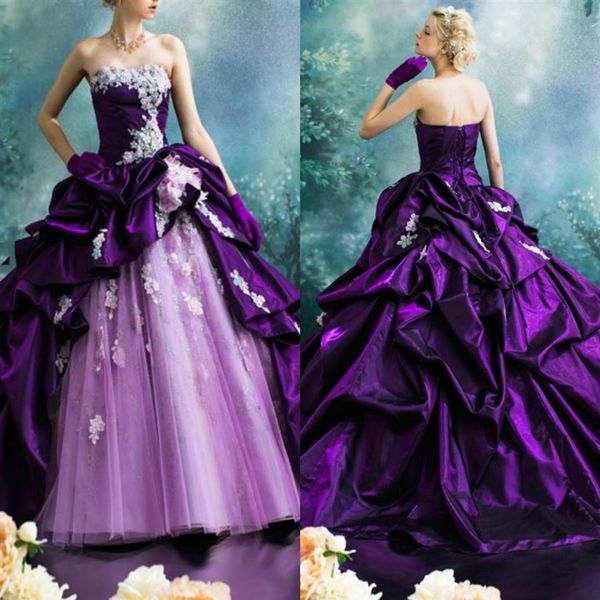 Stella De Libero robes de Quinceanera chérie Satin appliqué à lacets une ligne filles Pageant robe violet formelle robes de bal271z