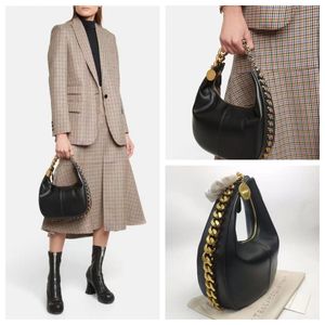 Stella McCarey Frayme Medium Zipped Sac à bandoulière Small en cuir Lady Hobo Sacs avec sac à main Black Gold MédoiL Purse