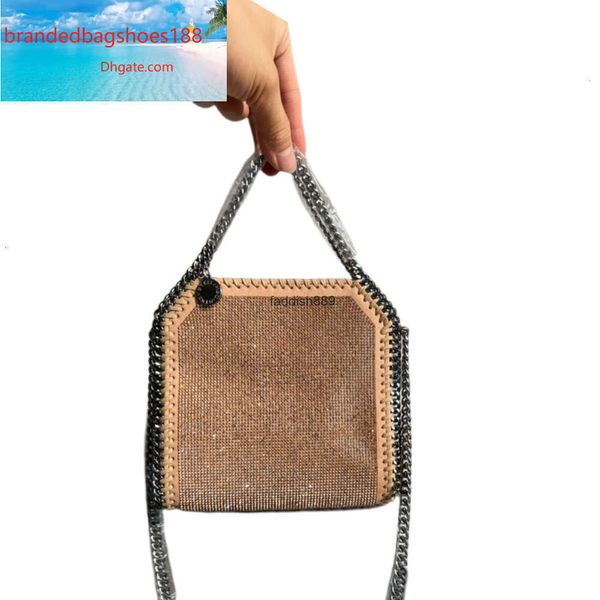 Stella McCartney 10A Top Class 1 Bolso con cadena de diamantes Diamante de imitación clásico Hombro para mujer Emblema de metal Accesorios Diseñador ID lujo_bag1588H