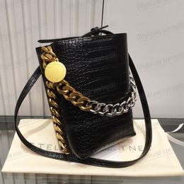 stella mccartney bolso frayme efecto croco bolso cubo en relieve bolso de hombro mujer metalizado negro clásico crossbody tote bag lujo mujeres diseñador bolsos billetera