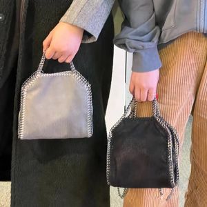 Stella Mccartney Falabella Mini Sac Fourre-Tout Femme Argent Métallisé Noir Petit Sac Shopping Femme Sac À Main En Cuir Bandoulière Sacs À Bandoulière Portefeuille Bourse 15 Cm