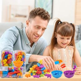 STEM Toys Clasificación de colores y entrenamiento sensorial Juego de conteo a juego con tazas de clasificación Juego de aprendizaje educativo preescolar