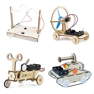 STEM -dingen puzzels speelgoed voor kinderen educatieve wetenschapsexperiment technologie speelgoed set diy tankauto model geschilderde kinderen speelgoed