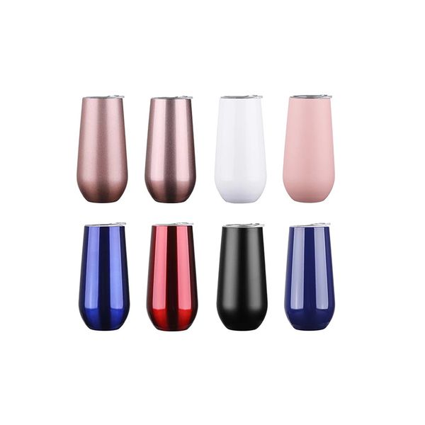 Verres à vin de 6 oz Gobelet de voyage à double paroi fabriqué avec une tasse en acier inoxydable isolée sous vide pour café, vin, cocktails, crème glacée c7