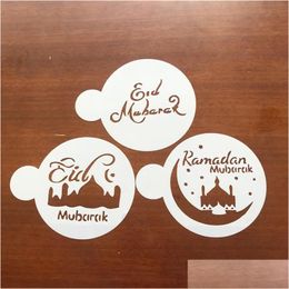 Outils de gâteau au pochoir créatif décor de compagnie mosquée mosquée eid mubarak ramadan conception fondant café pulvérisation de décoration outil de coupe-outil de coupe 2 dh6i4 ation