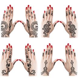 Stencils 10pairs henna tattoo stencils voor meisje body verf bloem Arabische zelfklevende mehndi hand tatoo sjablonen stencil 20 stcs 21*12 cm