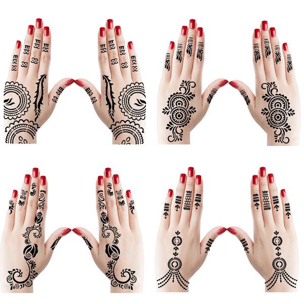 Pochoirs 10 paires de tatouage au henné pochoirs pour fille peinture corporelle fleur arabe auto-adhésif mehndi