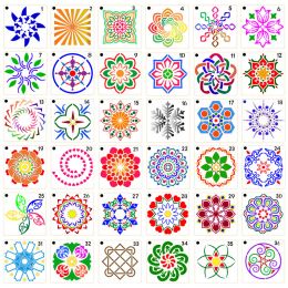 Pochoirs 36pcs / set 90 * 90 mm modèle peint en mandala bricolage cofrothering scèlets enroise imprimer pierre à jet d'encre peinture créative décoration