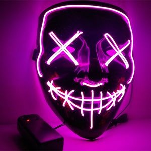 Entrez dans le commerce électronique Halloween masques lumineux noirs en forme de V pour tuer la haine, personnalisation faite à la main et masques de lumière froide de danse fantôme en gros