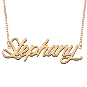 Stephany Naam Ketting Aangepaste Naamplaat Hanger voor Vrouwen Meisjes Verjaardagscadeau Kinderen Beste Vrienden Sieraden 18k Verguld Roestvrij Staal