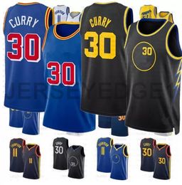 Stephen 30 Curry Klay 11 Thompson Basketball Jerseys 75e verjaardag Andrew 22 Wiggins James City Wiseman Eidtion Black Blue Sports Shirt Jerseys Heren 2023 Nieuw