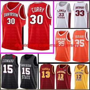 Maillot Stephen 30 Curry pour homme Kevin 35 Durant NCAA Red White College Basketball Wears
