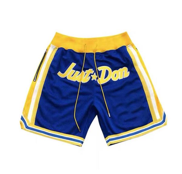 Stephen Curry Ed Just Don Basketball Shorts Hip Pop Summer Pant avec poches Papes de survêtement Zipper Vêts de sport Breathable Gym Training Plage Courte