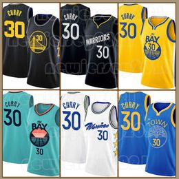 Stephen Curry Klay Thompson basketbalshirts 30 11 23 heren James Wiseman 2023-2024 City Golden States Edition blauw retro jersey Mitchell Ness shirt