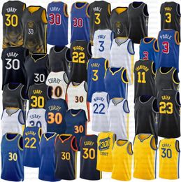 Stephen Curry Klay Thompson Basketball Jerseys Draymond Green Warriores Andrew Wiggins Poole 2023 City Shirt Edition Blauw Zwart Jersey