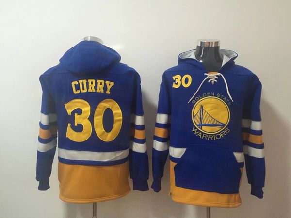 Stephen Curry Warriores Old Time Maillots de basket-ball Pull à capuche Sweat-shirts de sport Veste d'hiver Bleu Taille S-XXL