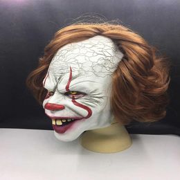 Masque de Clown de Stephen King, masque complet d'horreur Joker, masques en Latex, masque de Clown d'halloween, accessoires de Costume de Cosplay, masques de fête 2125
