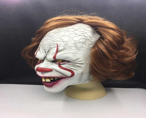 Stephen King039s Máscara de payaso Cara completa Horror Joker Máscara Máscaras de látex Máscara de payaso Halloween Cosplay Accesorios de disfraces Máscaras de fiesta 9304370