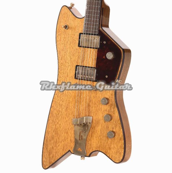 Stephen Stern Korina Caddy Billy Bo Jupiter Natural Thunderbird Guitare électrique Black Body Bindingl G logo Boutons Grover Imperial Tuners Red Pearl Pickguard