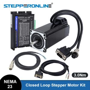 Stepperonline NEMA 23 Moteur pas à pas en boucle fermée 3NM avec kit de conducteur Servo NEMA23 425oz.in Moteur d'encodeur avec des câbles de 2pcs 1,7 m