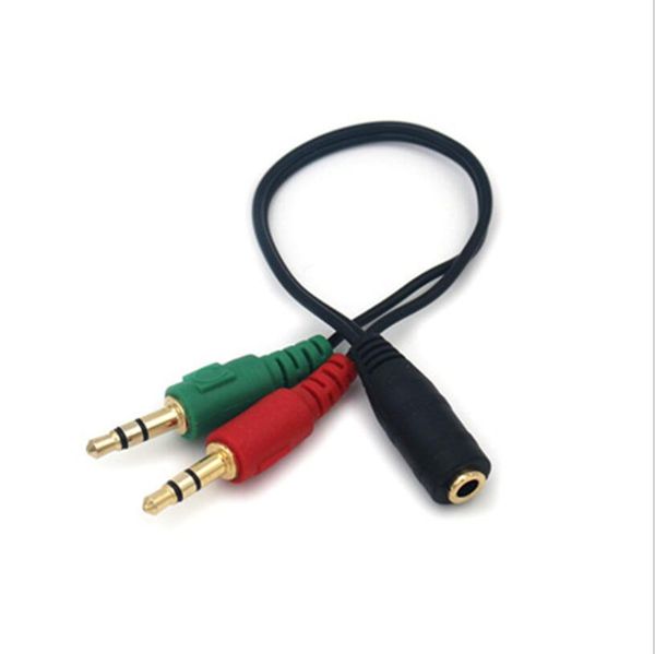 Estéreo Jack de 3,5 mm 1 hembra a 2 macho Auriculares Mic Aux Audio Y Cable divisor para auriculares Micrófono Laptop PC Computadora