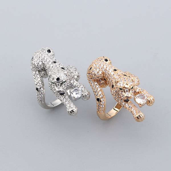 Stereo 3D luipaard belofte ringen band diamant fijne sieraden ringen voor vrouwen heren verloving sterling zilver uniek 18k Valentijnsdag set cadeau Modieus uniek