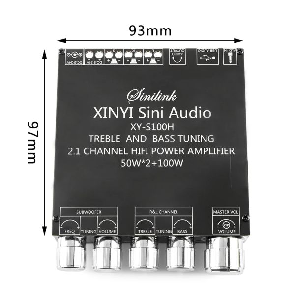 Board d'amplificateur d'alimentation numérique stéréo Bluetooth compatible XY-C50L Dual Channel 2.0 2.1 BT5.0 Module d'amplificateur 100W * 2 50W * 2 Nouveau