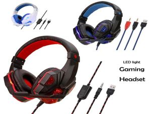 Stereo Gaming Headsets LED-lichthoofdtelefoon met microfoon voor PC P4 pro Xbox One Controller-headset voor laptoptelefoonschakelaar Games3801448