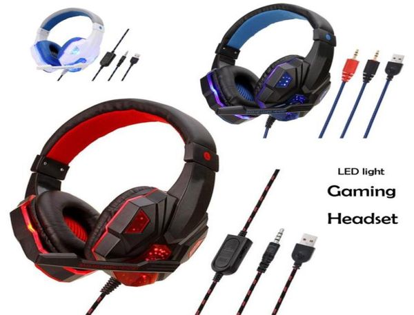 Casques de jeu stéréo casque lumineux LED avec micro pour PC P4 pro Xbox One contrôleur casque pour ordinateur portable téléphone Switch Games3801448