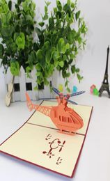 Stereo helikopter ansichtkaart snijwerk 3D pop-up wenskaarten voor gelukkige verjaardag uitnodigingskaart uitgehold ontwerp 3 9me BB2086383