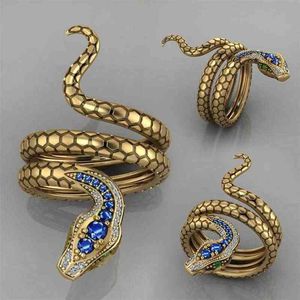 Stérique mode doré Zircon serpent ouverture bague réglable hommes femmes Punk Hip Hop Pary bijoux accessoires Gift204t