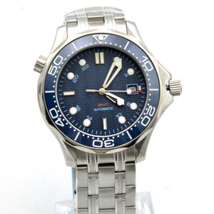 Sterile dial hippocampus 300 series automatic mechanical watch men's steel band dark blue 210728