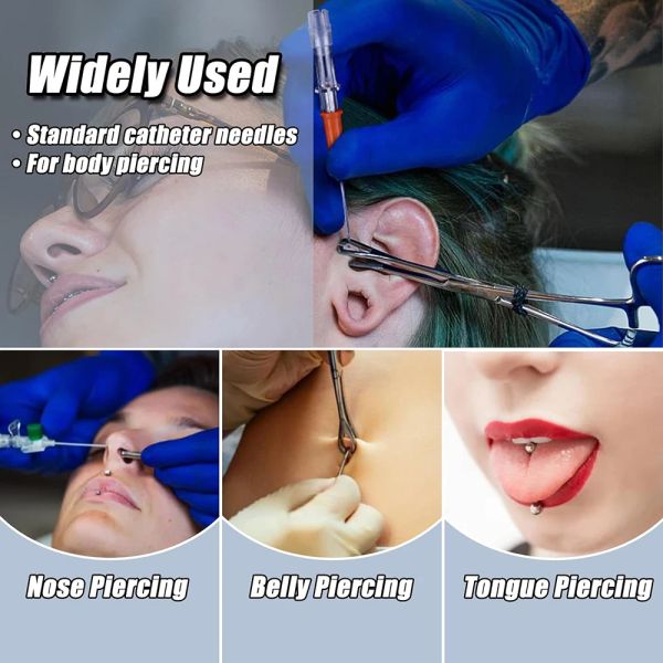 Aiguilles de piercing stérile jetables I.V Cather Tattoo Needles for Body Piercing Tool Nez 14g 16G 18G 20G 22G