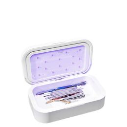 Stériliseur UV Nail Disinfection Boîte de stockage électrique Small et portable Boîte de stérilisation à trois rejets avec 16 pcs Perles lumineuses UVC