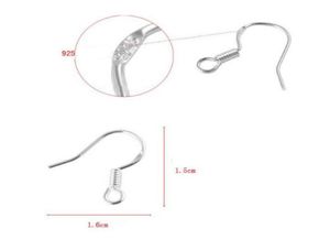 Sterling 925 Silver Earring Bevindingen Viswire haken Ear Draad Hook Franse haken sieraden Diy 15 mm Fish Hook Mark 9257009358