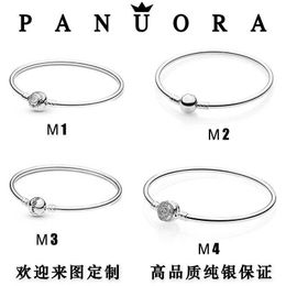 Sterling Panjia S925 Sier coeur circulaire plein diamant Bracelet femme serpent os chaîne de base chaîne bricolage accessoires