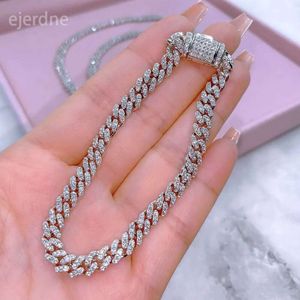 Sterling Sier 6 mm 8 mm 10 mm 12 mm 14 mm Chaîne Miami Iced Out Bling Hop Hop Moisanite Diamond Cuban Collier