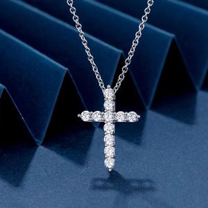 Sterling Sier Diamond Cross Pendant Creative Simple Light Niche Collier Collier