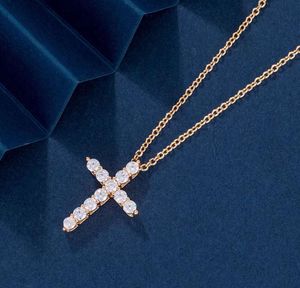 Collana con ciondolo a forma di croce di diamanti Sterling Sier, creativa, semplice, con nicchia leggera, collana con clavicola. Alta qualità