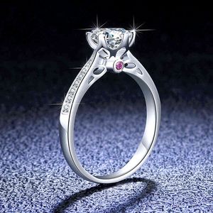 Sterling Sier Mosan's Drill Ring Fashion Woman1ct Ring Diamond Crown met zes klauwen D-kleur Mosan Diamond
