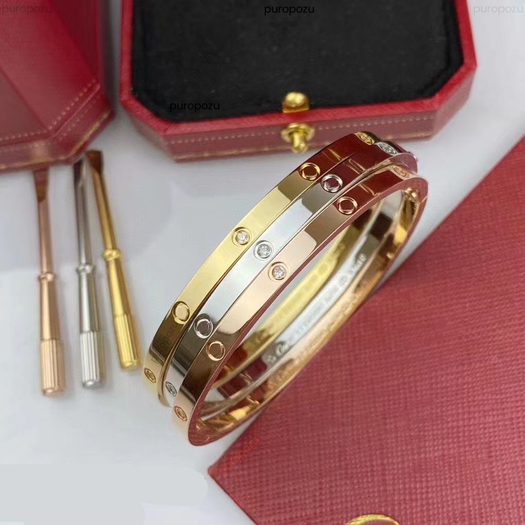 Стерлинговый браслет для ногтей стерлингов для женщин из золотой плиты браслеты с отверткой с бриллиантами Mens Mens Bangle