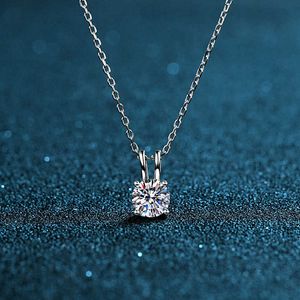 Sterling Sier S925 One Mosan Diamond Necklace Classic Four Claw Necklace Koreaanse eenvoudige Mosan Stone sleutelbeen ketting Vrouw